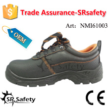 SRSAFETY 2016 hot selling industrial safety shoes emboss cow split leather safety shoes black steel safety working shoes